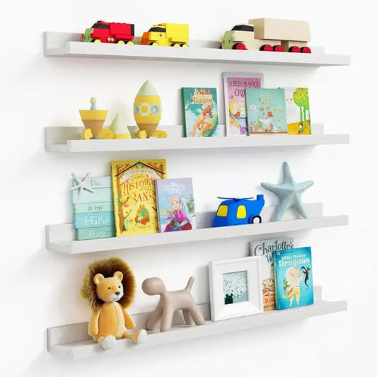 Chic White Floating Bookshelves 