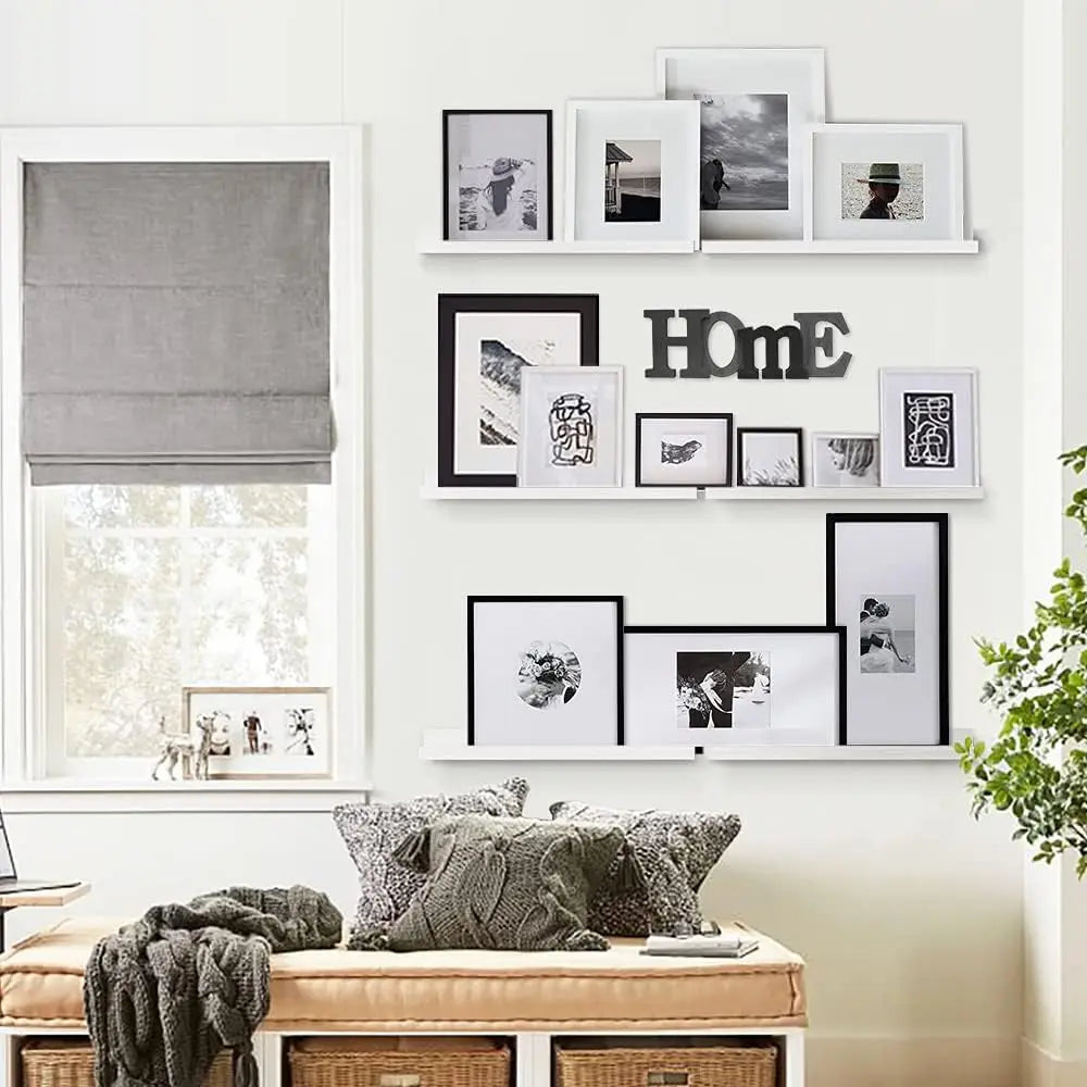 Chic White Floating Bookshelves 