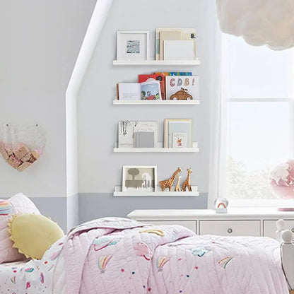 Chic White Floating Bookshelves 